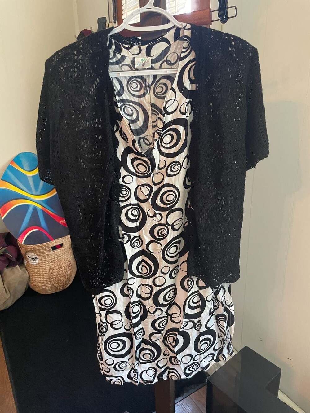 VINTAGE Isabella's Closet Open-Knit Cardigan & Island Planet Sleeveless Swirl Pr